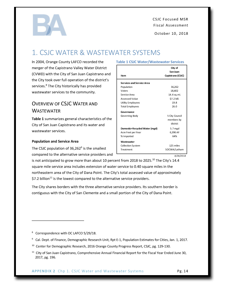 Page from Assessment of CSJC Utility Systems